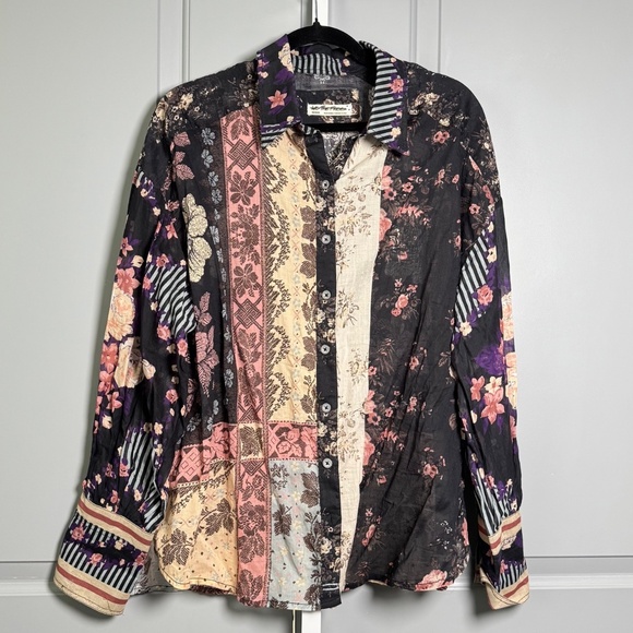 We The Free floral patchwork button down SZ M - Picture 3 of 4